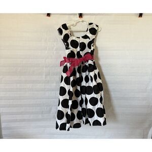Cherokee Girls White & Black Polka Dot Sleeveless Party Dress Size 6